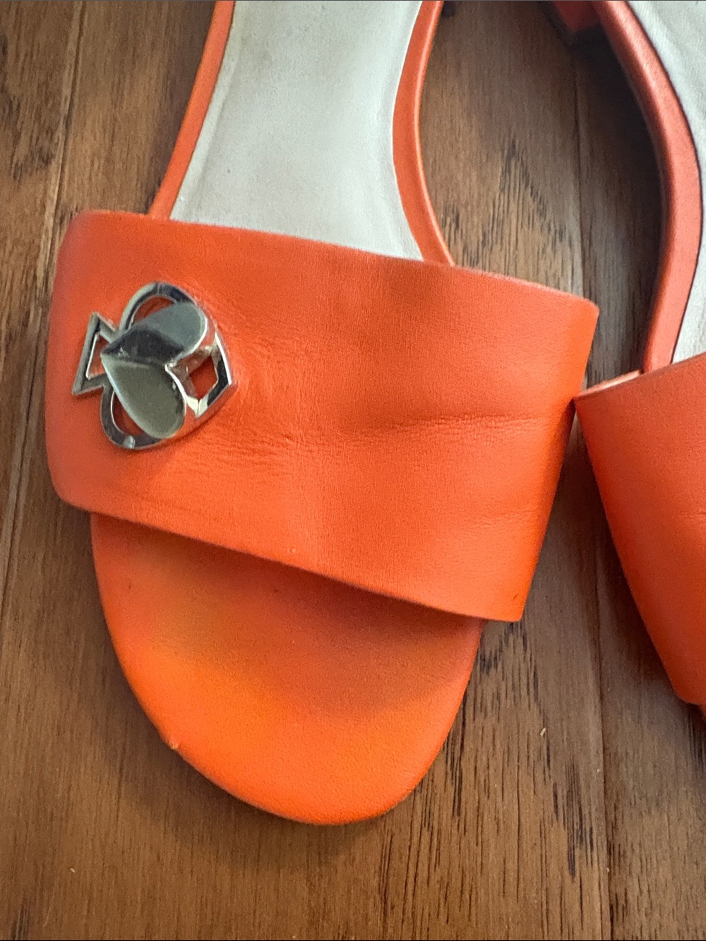 kate spade Orange Leather Slide Mules with Silver Logo - Picture 4 of 5